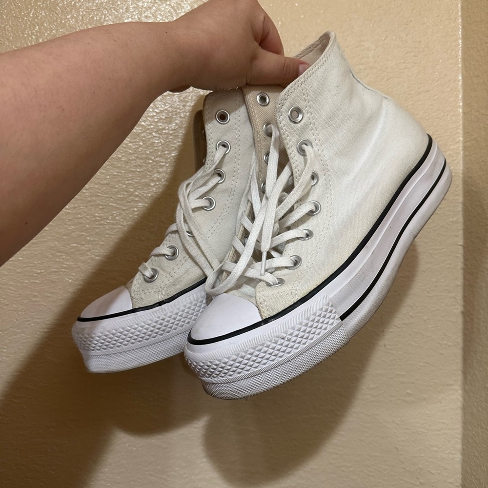 Classic White High-Top Platform Sneakers